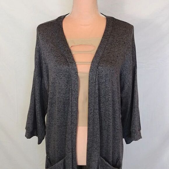 Agnes & Dora Dark Grey Open Knit Midi Cardigan with Pockets XL NWOT - Picture 3 of 16